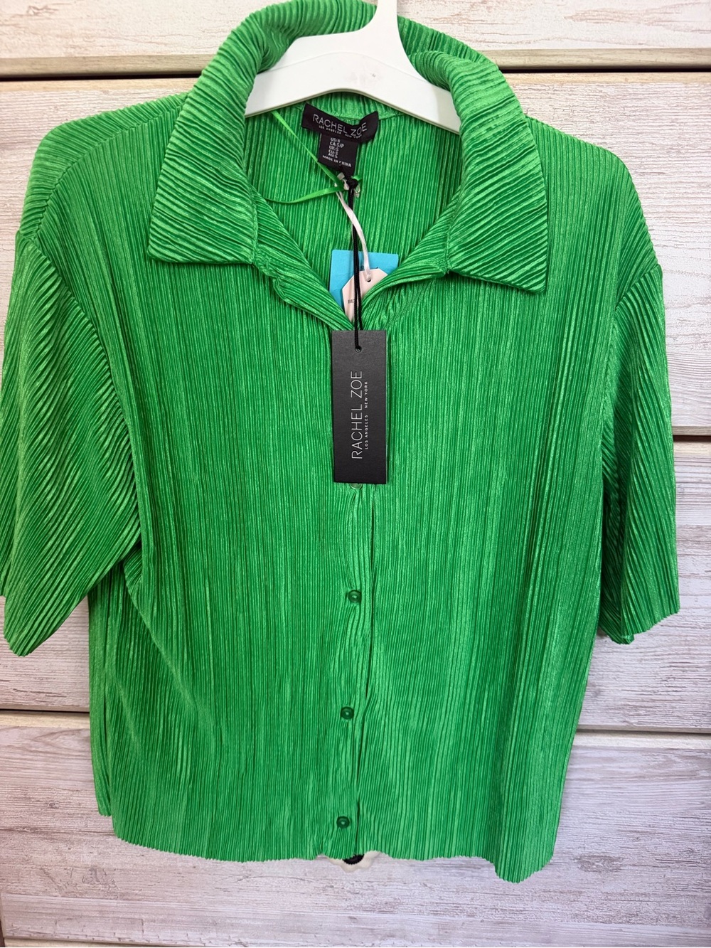 Rachel Zoe Women’s Green Short-Sleeve Button Shirt